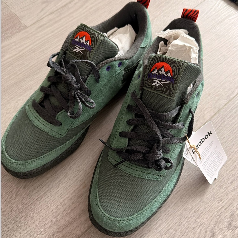 NEW Reebok Club C 85 Mens Green Suede Sneakers